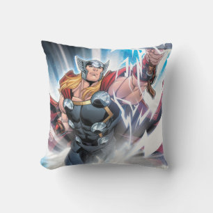 Avengers Classics   Mjolnir Channeling Lightning Throw Pillow