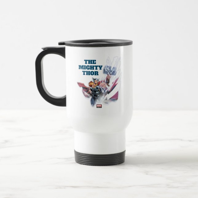 Avengers Classics | Mjolnir Channeling Lightning Travel Mug (Left)