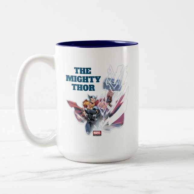 Avengers Classics | Mjolnir Channeling Lightning Two-Tone Coffee Mug (Left)