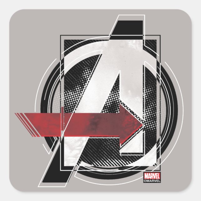 Avengers Classics | Negative Color Avengers Logo Square Sticker (Front)