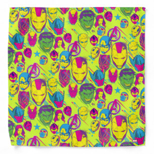 Avengers Classics Neon Avenger Faces Graphic Bandana