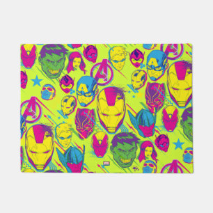 Avengers Classics Neon Avenger Faces Graphic Doormat