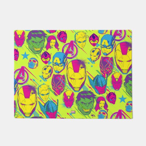 Avengers Classics  Neon Avenger Faces Graphic Doormat