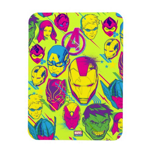 Avengers Classics  Neon Avenger Faces Graphic Magnet