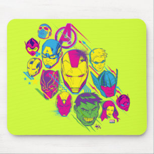 Avengers Classics   Neon Avenger Faces Graphic Mouse Pad