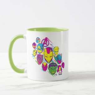Avengers Classics   Neon Avenger Faces Graphic Mug