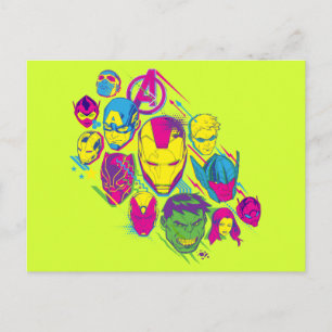 Avengers Classics Neon Avenger Faces Graphic Postcard