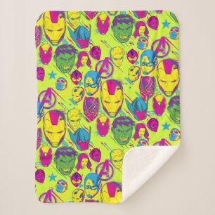 Avengers Classics   Neon Avenger Faces Graphic Sherpa Blanket