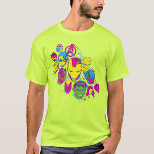 Avengers Classics   Neon Avenger Faces Graphic T-Shirt