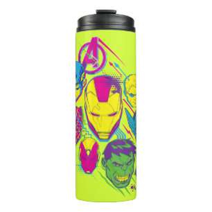 Avengers Classics   Neon Avenger Faces Graphic Thermal Tumbler