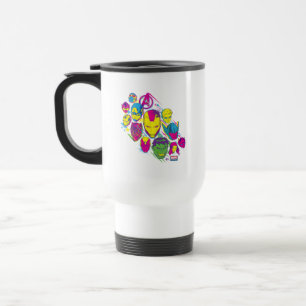 Avengers Classics   Neon Avenger Faces Graphic Travel Mug
