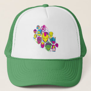 Avengers Classics Neon Avenger Faces Graphic Trucker Hat
