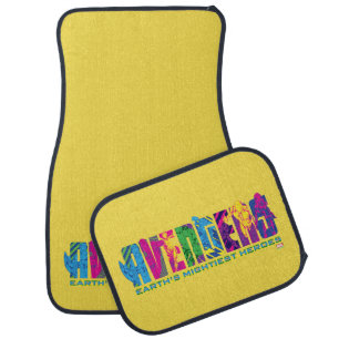 Avengers Classics   Neon Avengers Character Logo Car Floor Mat