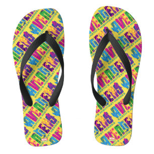 Avengers Classics Neon Avengers Character Logo Flip Flops
