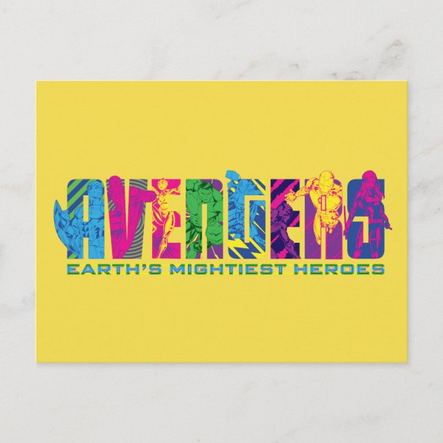 Avengers Classics | Neon Avengers Character Logo Postcard (Front)