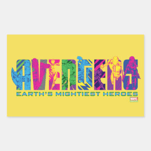Avengers Classics   Neon Avengers Character Logo Rectangular Sticker