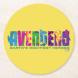 Avengers Classics Neon Avengers Character Logo Round Paper Coaster