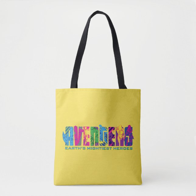 Avengers Classics | Neon Avengers Character Logo Tote Bag (Front)