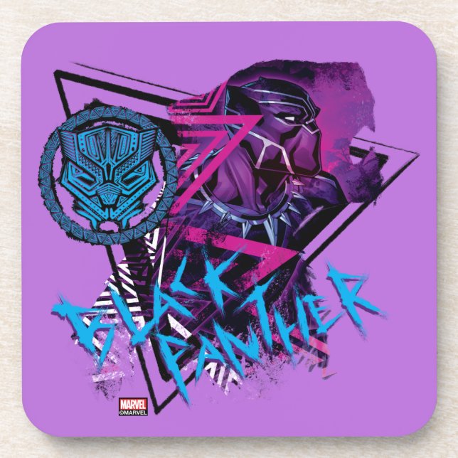 Avengers Classics | Neon Black Panther Graphic Beverage Coaster (Front)