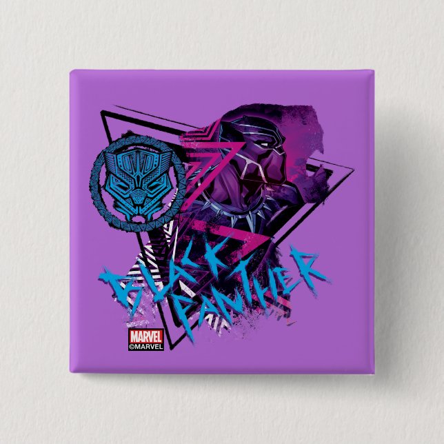 Avengers Classics | Neon Black Panther Graphic Button (Front)