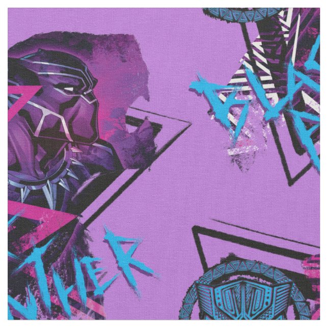 Avengers Classics | Neon Black Panther Graphic Fabric (Close Up)