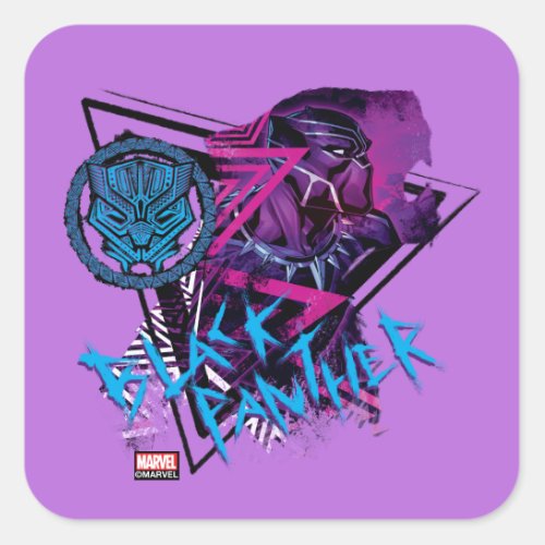 Avengers Classics  Neon Black Panther Graphic Square Sticker