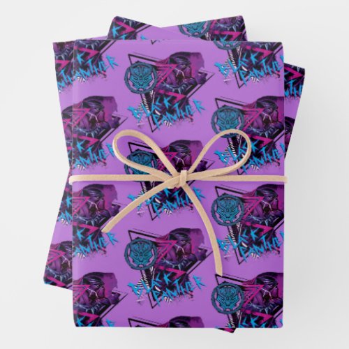Avengers Classics  Neon Black Panther Graphic Wrapping Paper Sheets