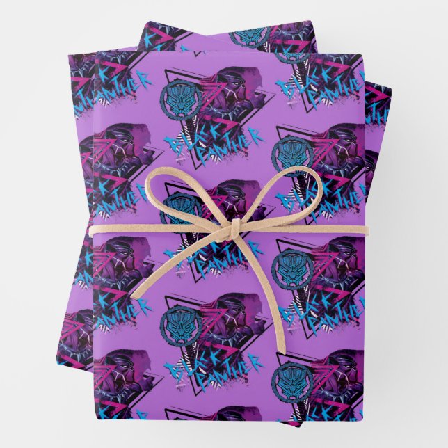 Avengers Classics | Neon Black Panther Graphic Wrapping Paper Sheets (In situ)