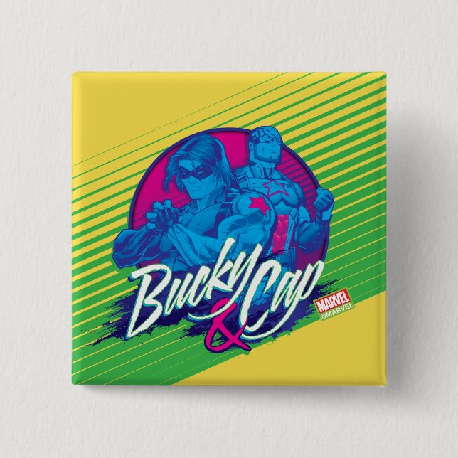 Avengers Classics | Neon Bucky & Cap Graphic Button (Front)