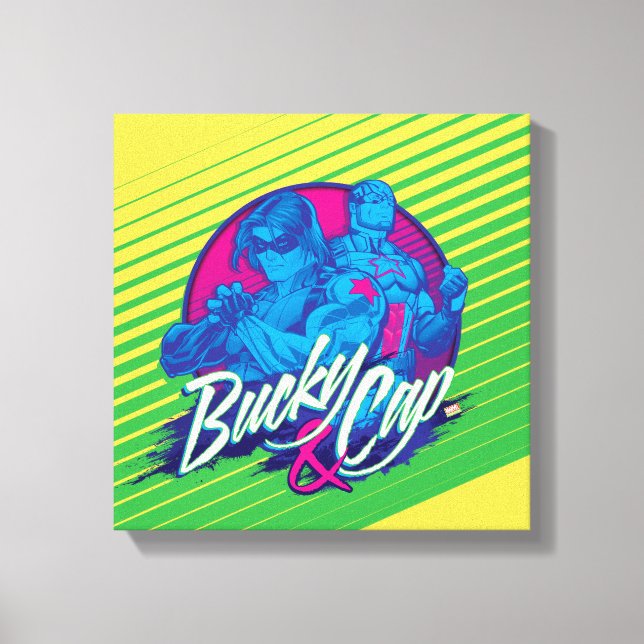 Avengers Classics | Neon Bucky & Cap Graphic Canvas Print (Front)