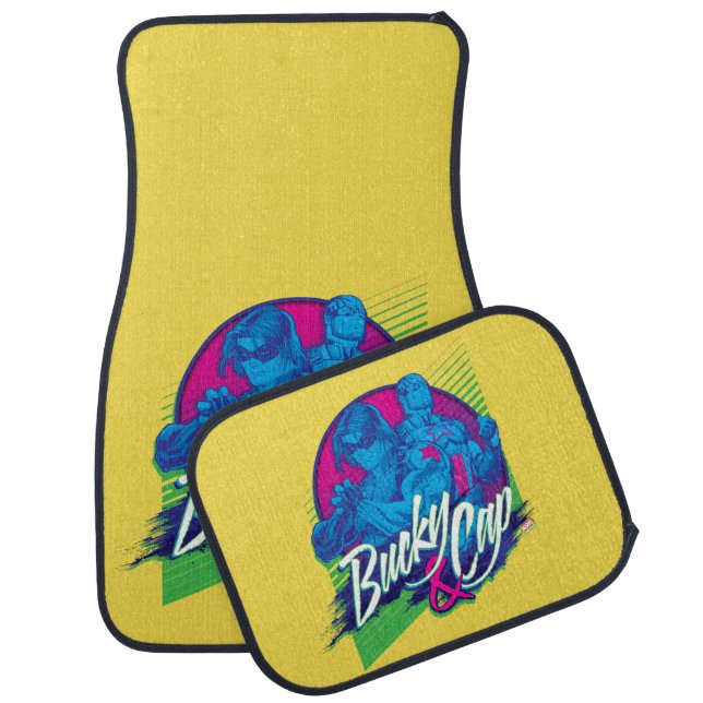 Avengers Classics | Neon Bucky & Cap Graphic Car Floor Mat (Set)