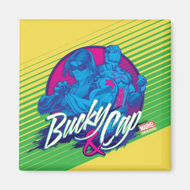 Avengers Classics | Neon Bucky & Cap Graphic Magnet (Front)
