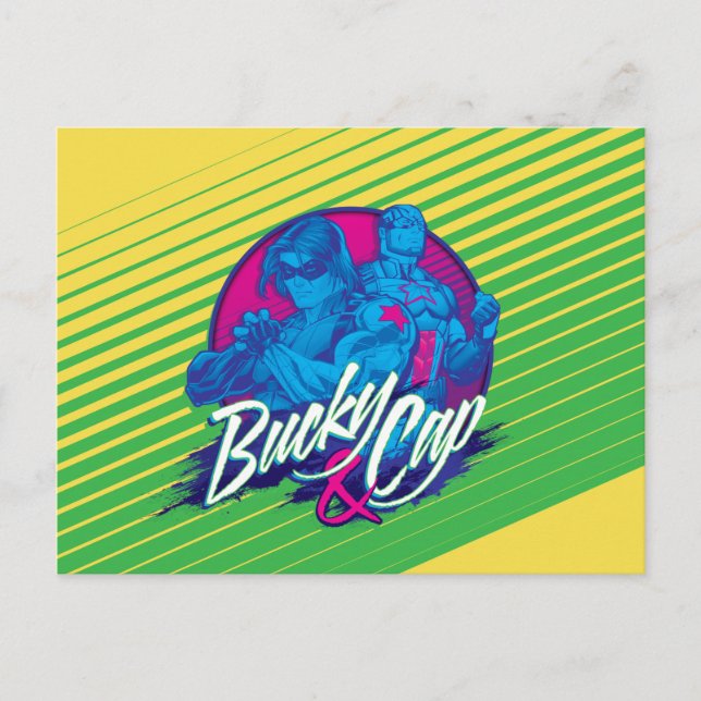 Avengers Classics | Neon Bucky & Cap Graphic Postcard (Front)