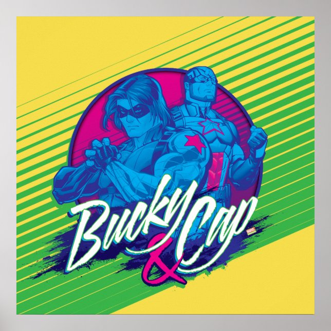Avengers Classics | Neon Bucky & Cap Graphic Poster (Front)