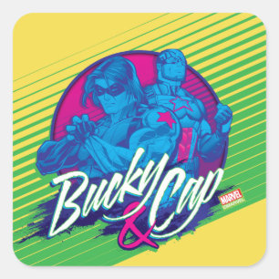 Avengers Classics   Neon Bucky & Cap Graphic Square Sticker