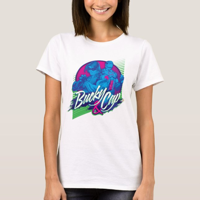 Avengers Classics | Neon Bucky & Cap Graphic T-Shirt (Front)