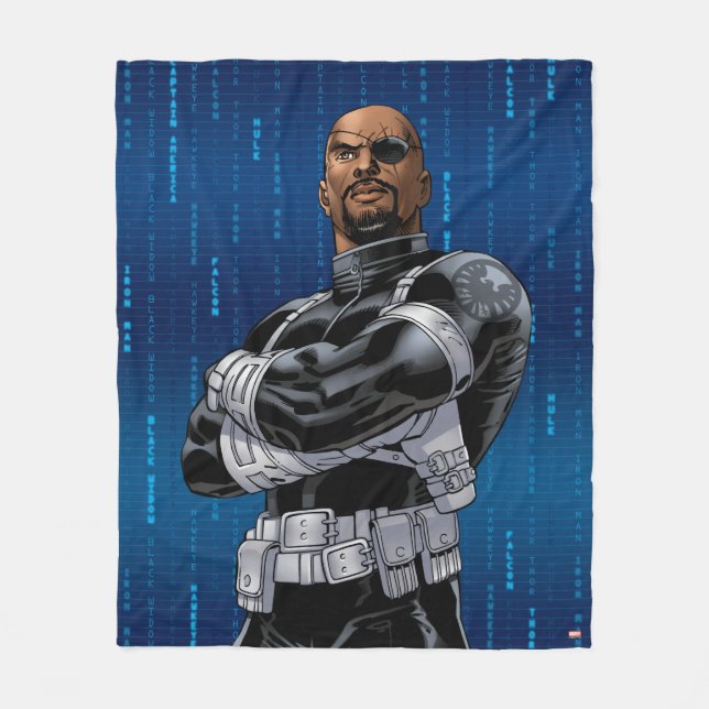 Avengers Classics | Nick Fury Arms Crossed Fleece Blanket (Front)