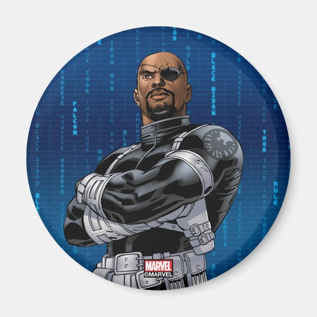Avengers Classics | Nick Fury Arms Crossed Magnet (Front)