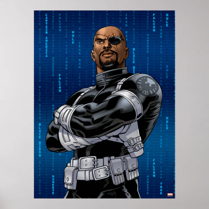 Avengers Classics | Nick Fury Arms Crossed Poster | Zazzle