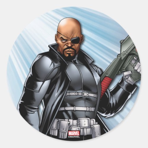 Avengers Classics  Nick Fury Ready For Action Classic Round Sticker