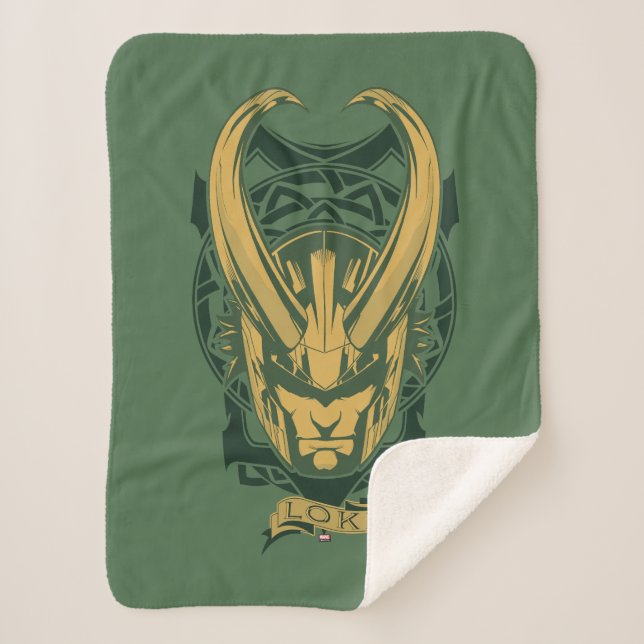 Avengers Classics | Norse Loki Graphic Sherpa Blanket (Front)