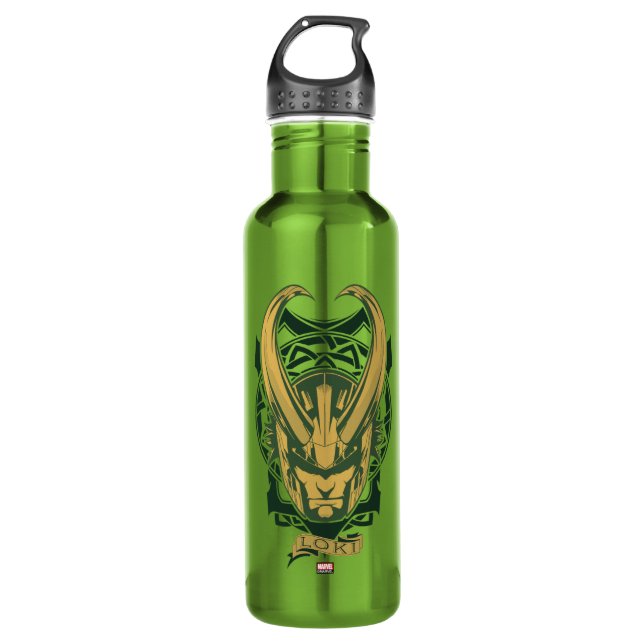 Avengers Classics | Norse Loki Graphic Stainless Steel Water Bottle (Front)