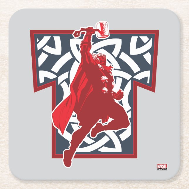 Avengers Classics | Norse Thor Graphic Square Paper Coaster (Front)