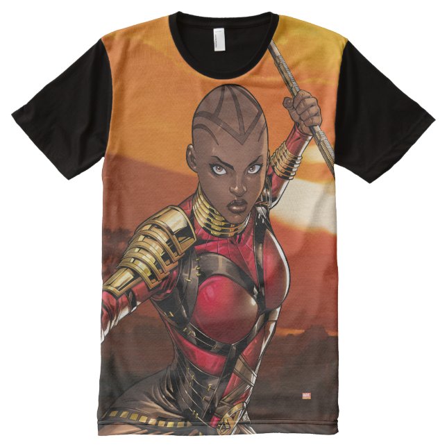 Avengers Classics | Okoye Leaping With Spear All-Over-Print T-Shirt (Front)