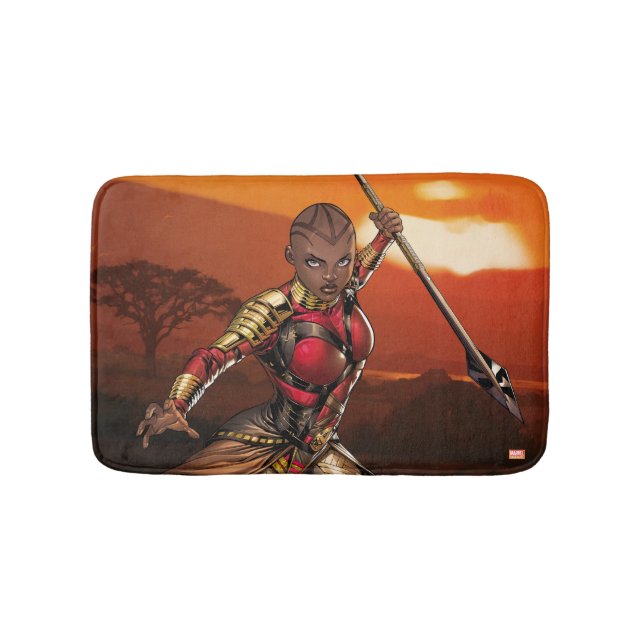 Avengers Classics | Okoye Leaping With Spear Bath Mat (Front)