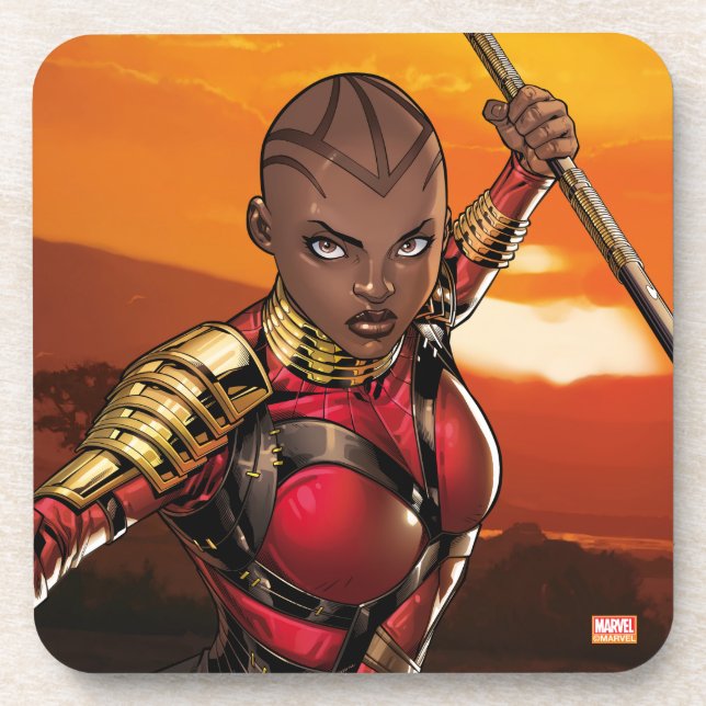 Avengers Classics | Okoye Leaping With Spear Beverage Coaster (Front)