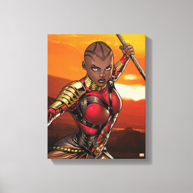 Avengers Classics | Okoye Leaping With Spear Canvas Print (Front)