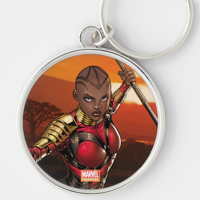 Avengers Classics | Okoye Leaping With Spear Keychain (Front)