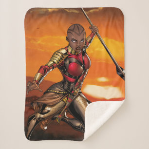 Avengers Classics   Okoye Leaping With Spear Sherpa Blanket