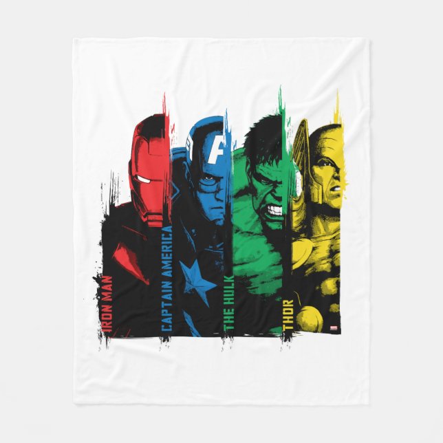Avengers Classics | Paint Brush Lineup Fleece Blanket (Front)